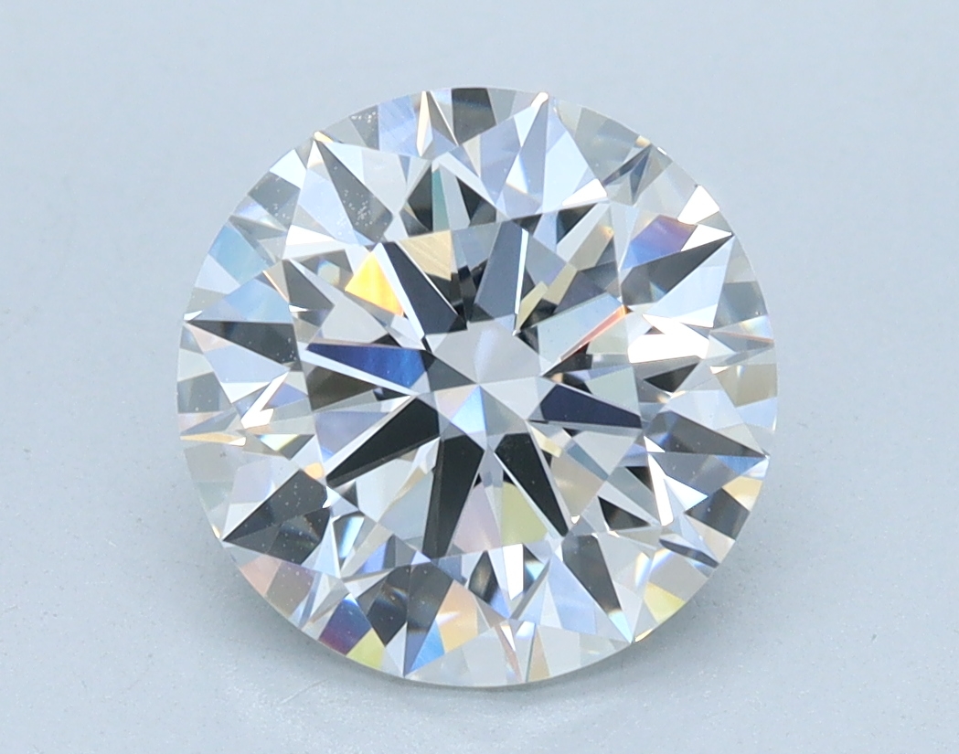 2.03 carat Round lab grown diamond, E color, VVS1 clarity, Ideal cut