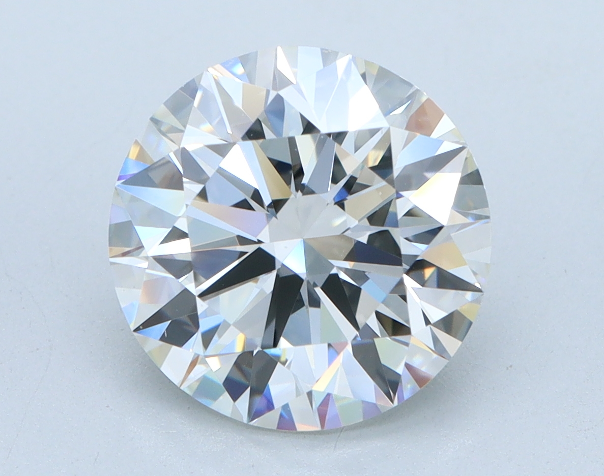 3.09 carat Round lab grown diamond, G color, VVS2 clarity, Ideal cut