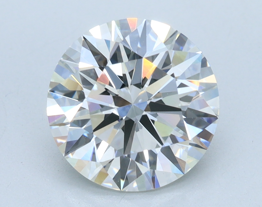 2.7 carat Round lab grown diamond, G color, VVS2 clarity, Ideal cut