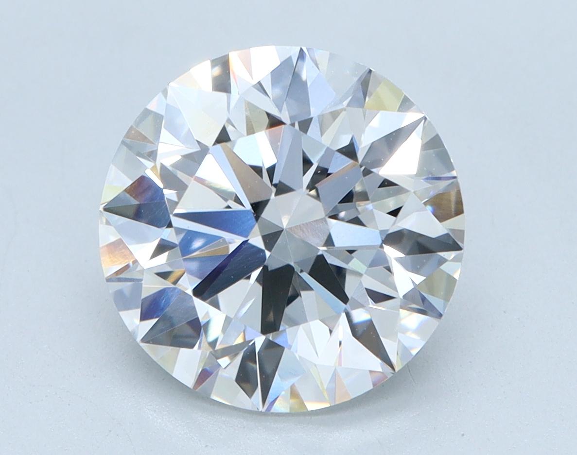 3.1 carat Round lab grown diamond, E color, VVS2 clarity, Ideal cut
