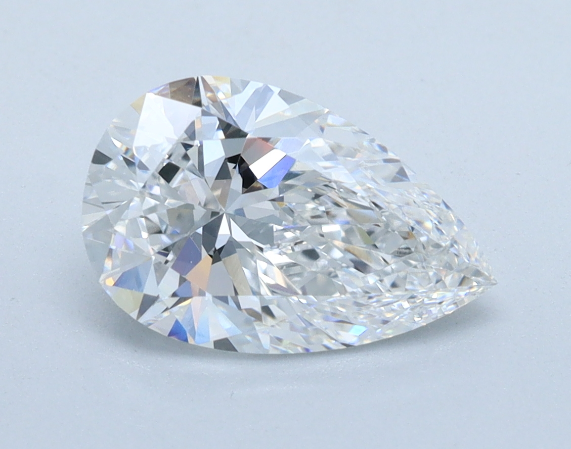 1.01 carat Pear lab grown diamond, D color, VVS2 clarity