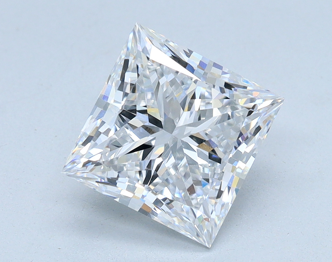 2.13 carat Princess lab grown diamond, D color, VVS2 clarity