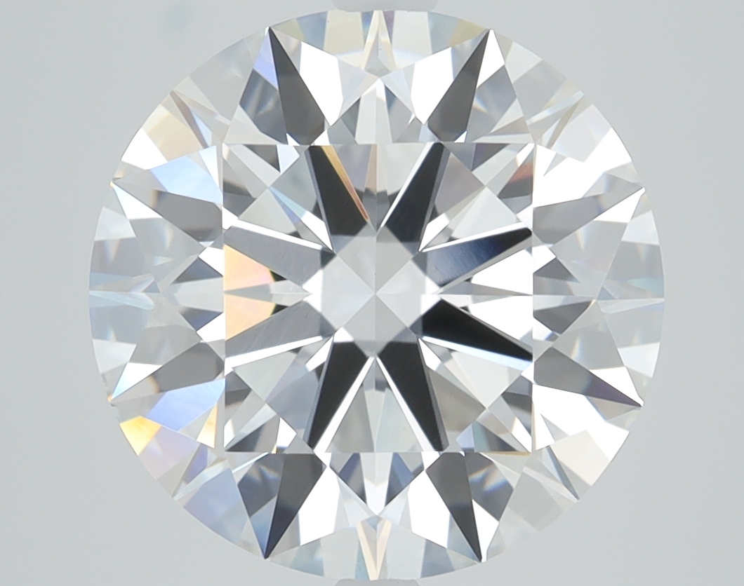 4.03 carat Round lab grown diamond, F color, VVS2 clarity, Excellent cut