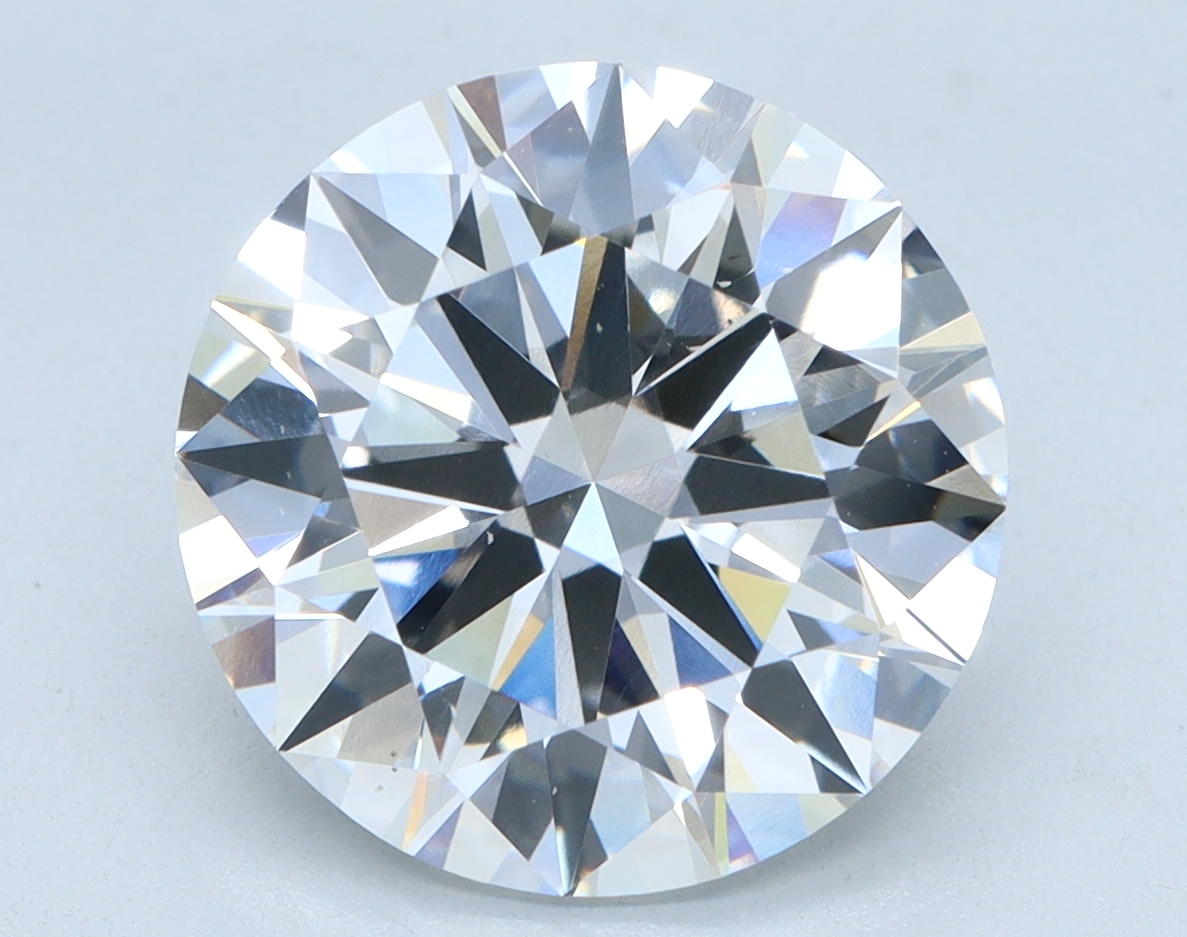 4.04 carat Round lab grown diamond, D color, VS2 clarity, Ideal cut