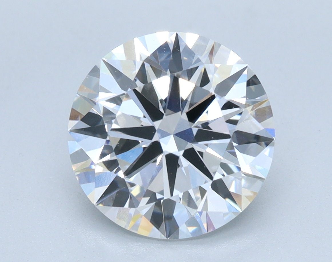 2.5 carat Round lab grown diamond, D color, VS1 clarity, Ideal cut