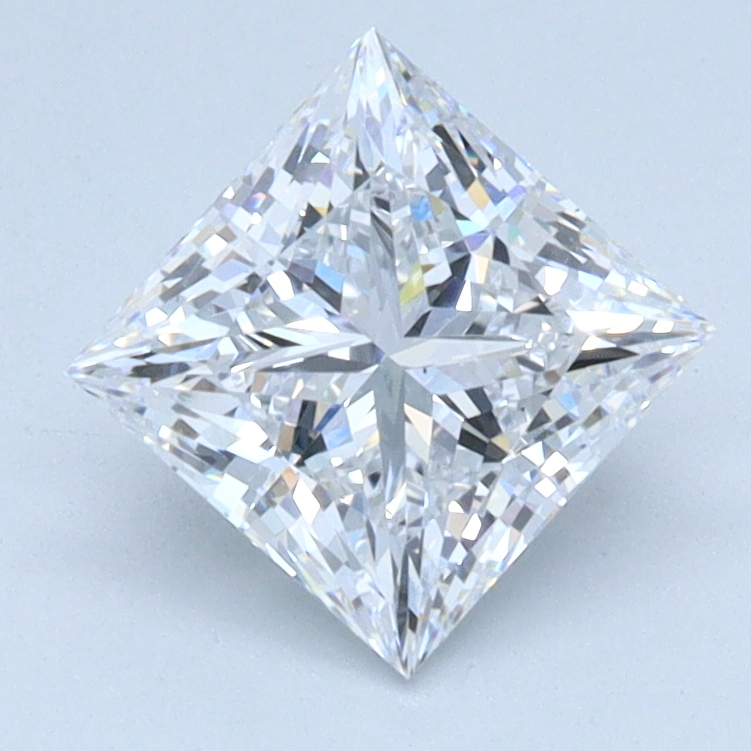 1.37 carat Princess lab grown diamond, E color, VS1 clarity