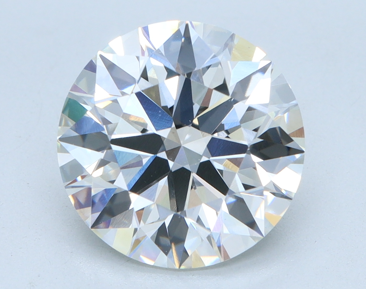 3.68 carat Round lab grown diamond, G color, VVS2 clarity, Ideal cut