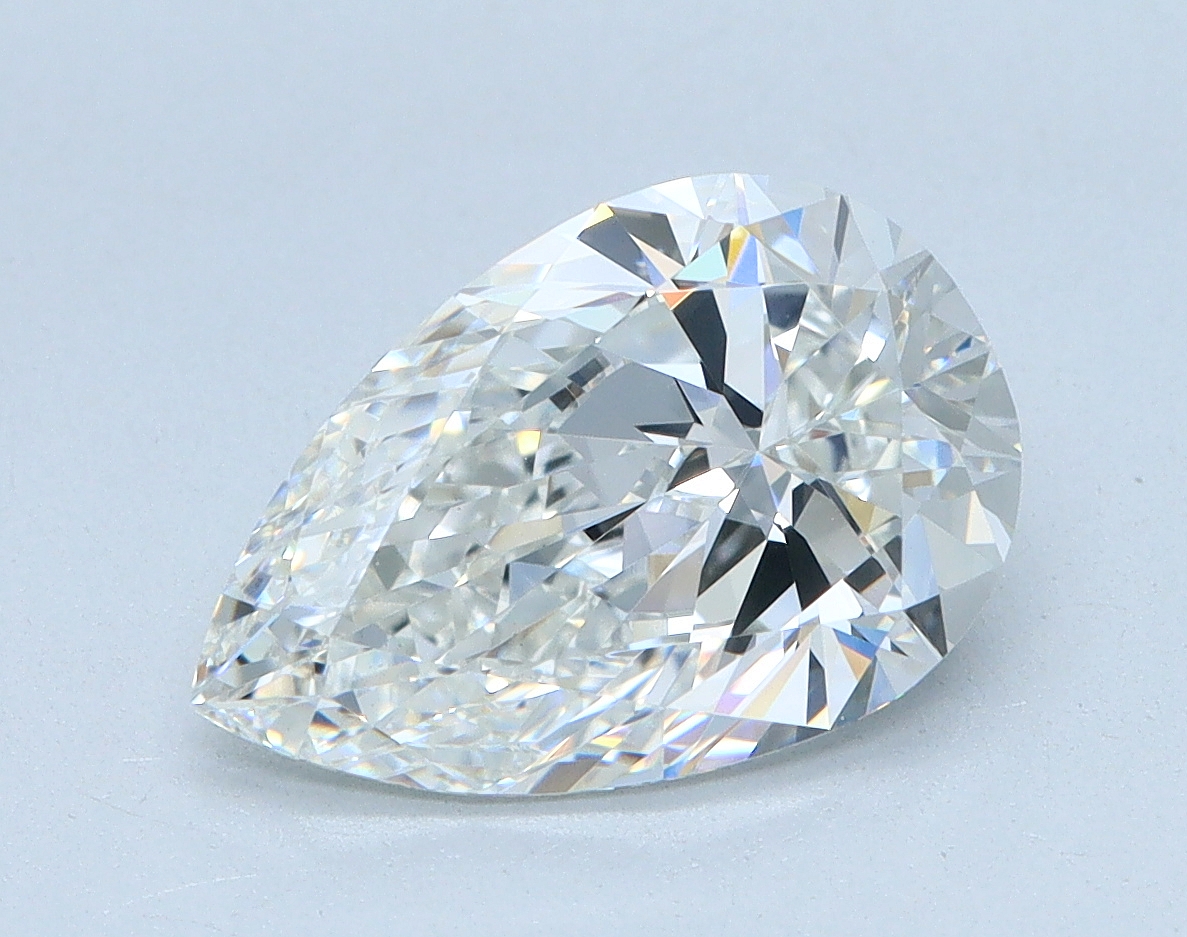 2.0 carat Pear lab grown diamond, G color, VVS2 clarity