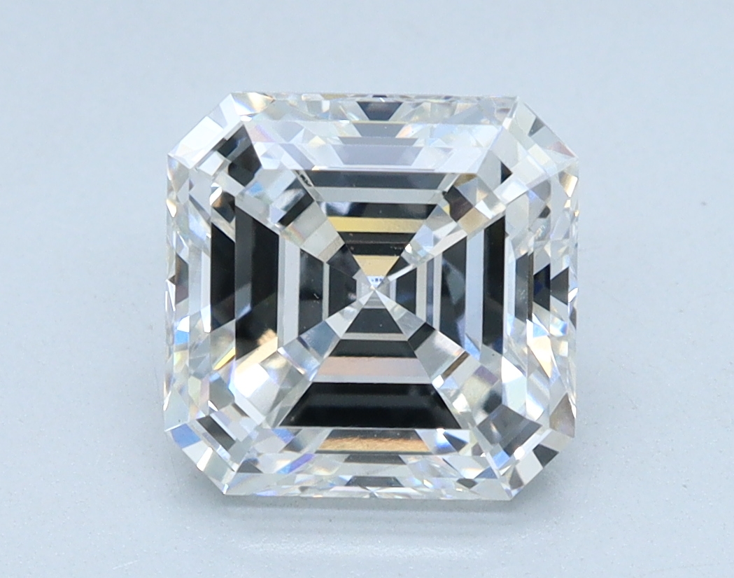 2.07 carat Asscher lab grown diamond, F color, VS1 clarity