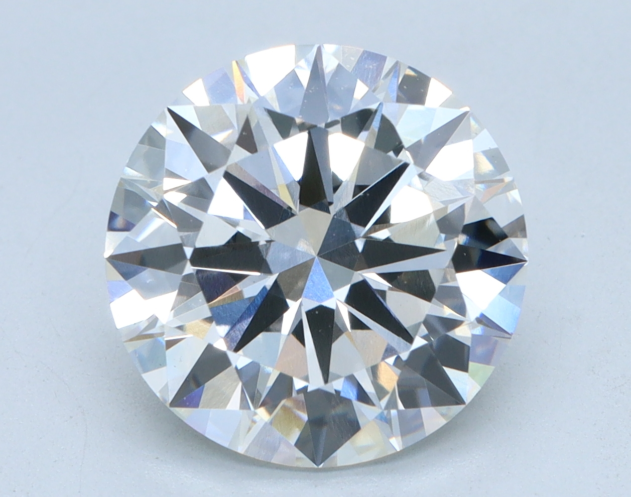 4.09 carat Round lab grown diamond, G color, VVS2 clarity, Ideal cut
