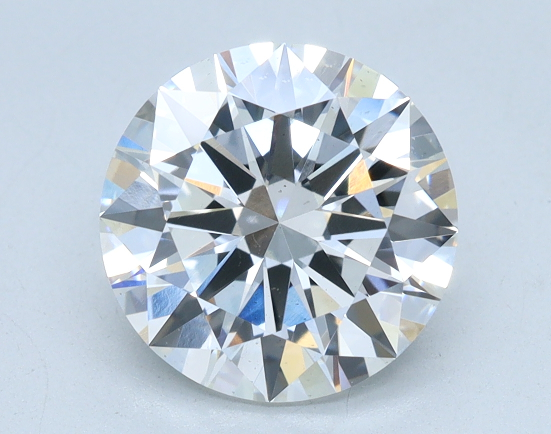 2.57 carat Round lab grown diamond, E color, VS2 clarity, Excellent cut