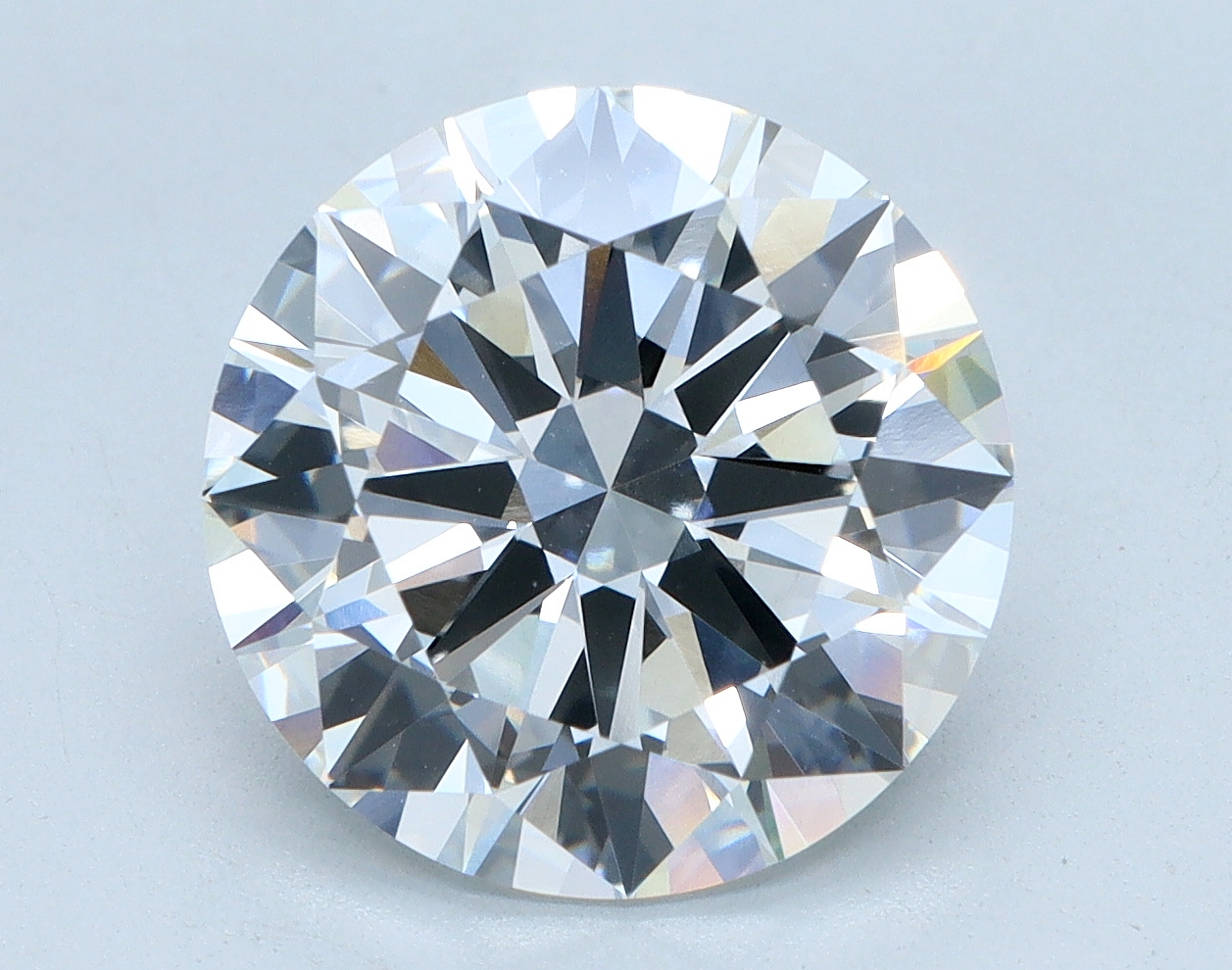 3.88 carat Round lab grown diamond, F color, VVS2 clarity, Excellent cut