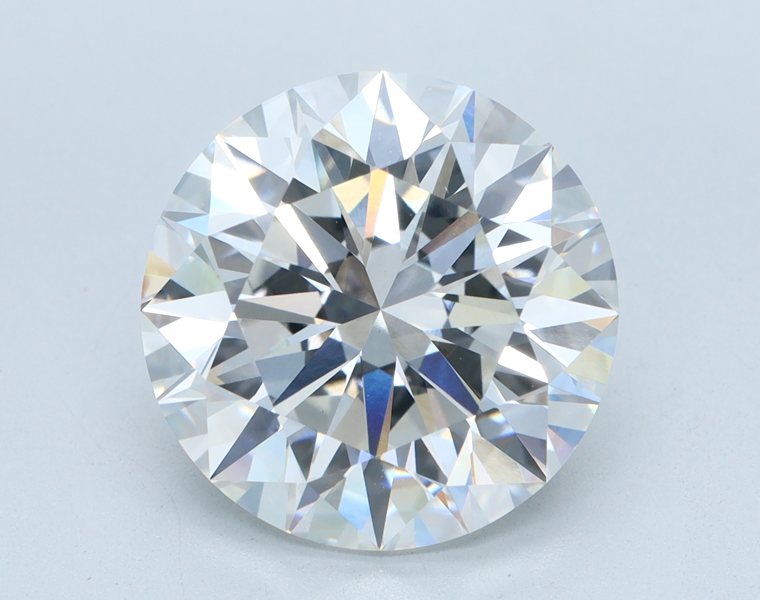 6.54 carat Round lab grown diamond, F color, VVS2 clarity, Ideal cut