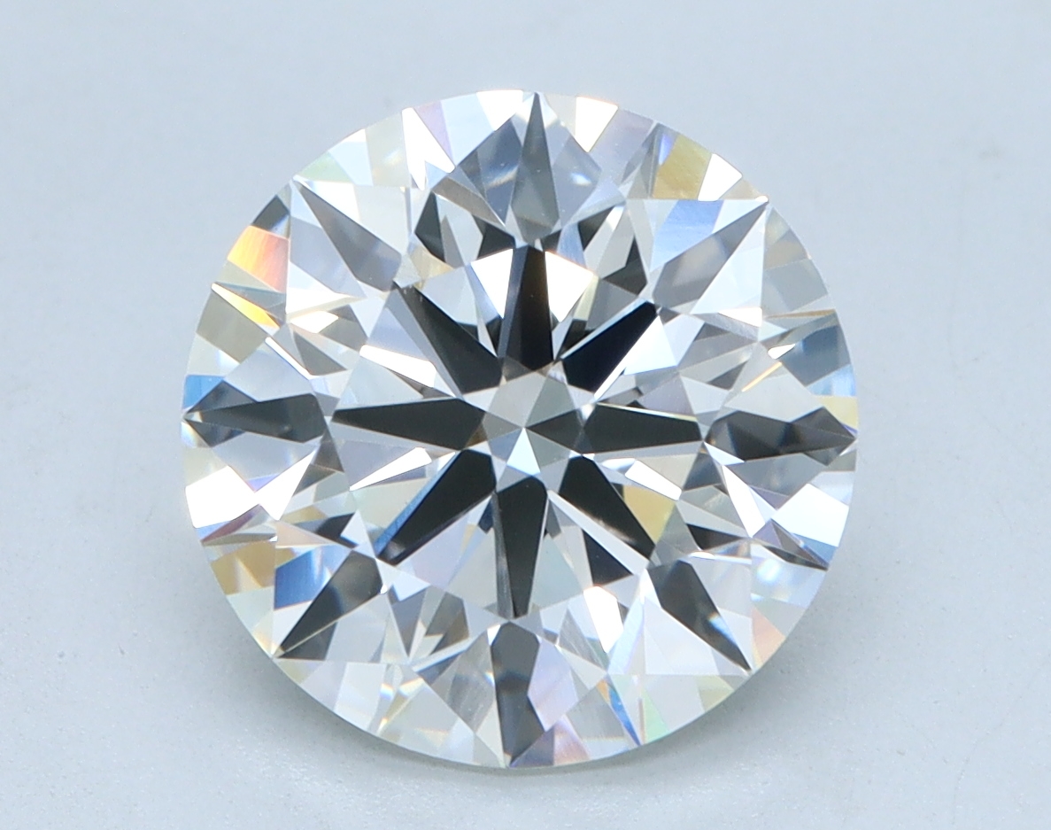 3.18 carat Round lab grown diamond, G color, VVS2 clarity, Ideal cut