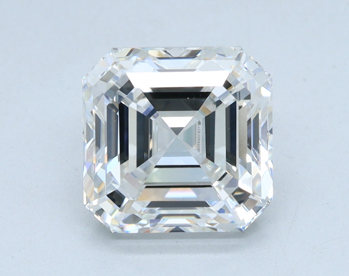 2.55 carat Asscher lab grown diamond, E color, VS1 clarity
