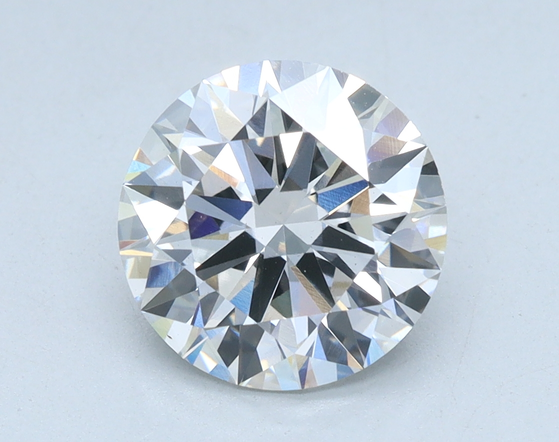 2.05 carat Round lab grown diamond, G color, VS1 clarity, Ideal cut