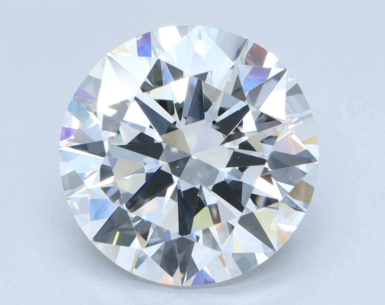 5.04 carat Round lab grown diamond, E color, VVS2 clarity, Excellent cut