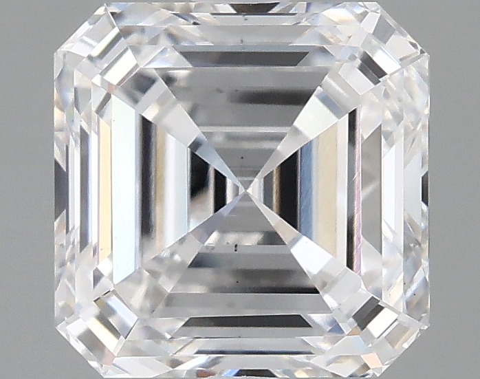 2.03 carat Asscher lab grown diamond, D color, VS2 clarity