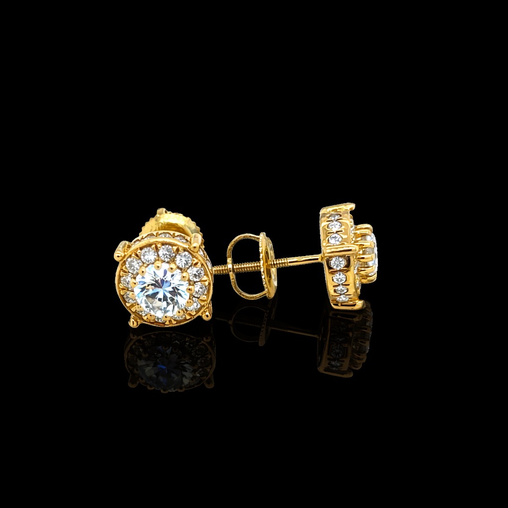 1.26ct Round Diamond Earrings in 10k Yellow Gold