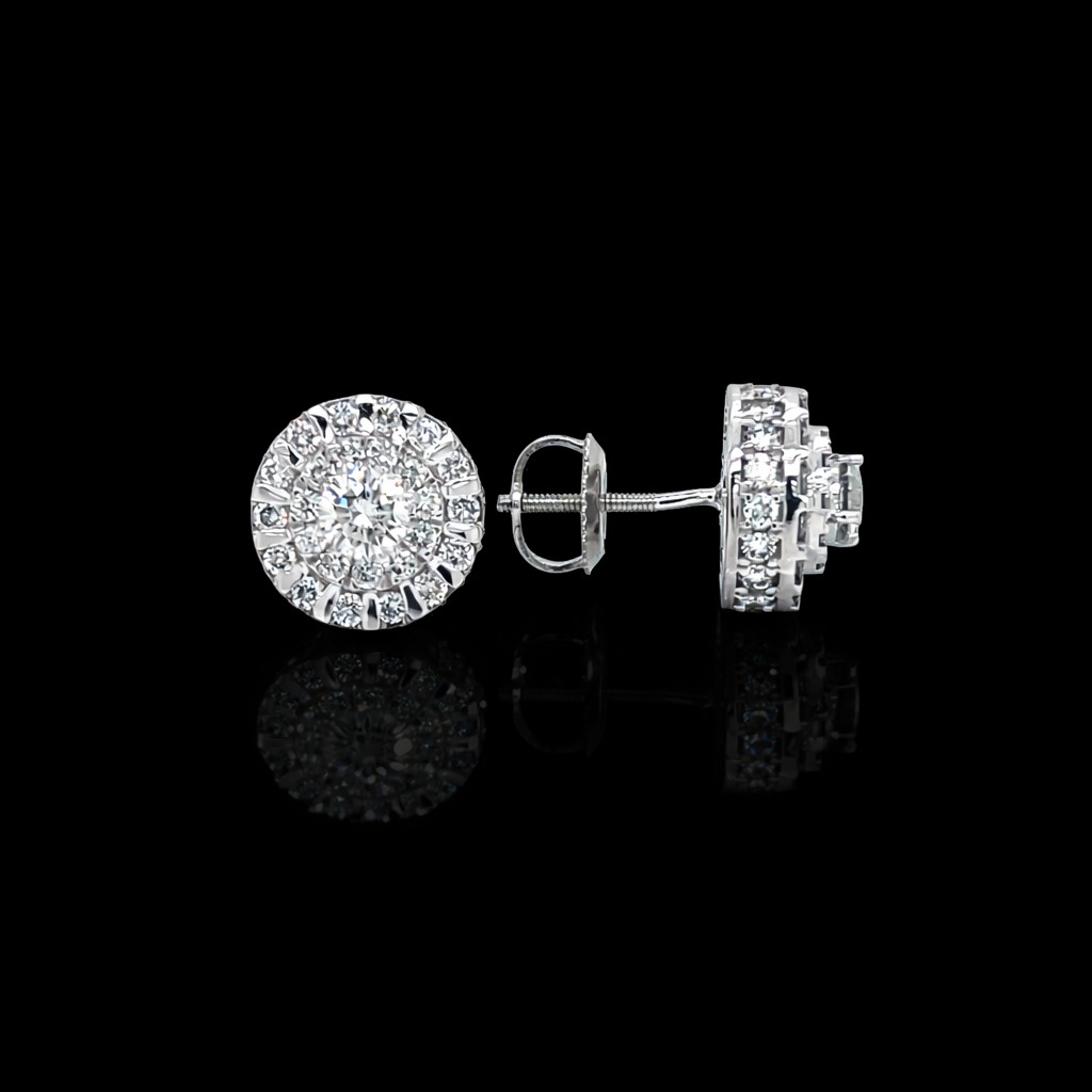 1.52ct Round Diamond Earrings in 10k White Gold