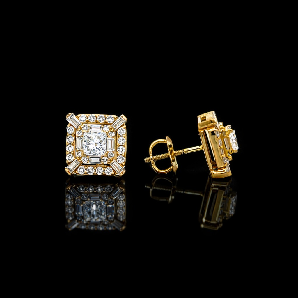 1.36ct Diamond Earrings in 10k Yellow Gold