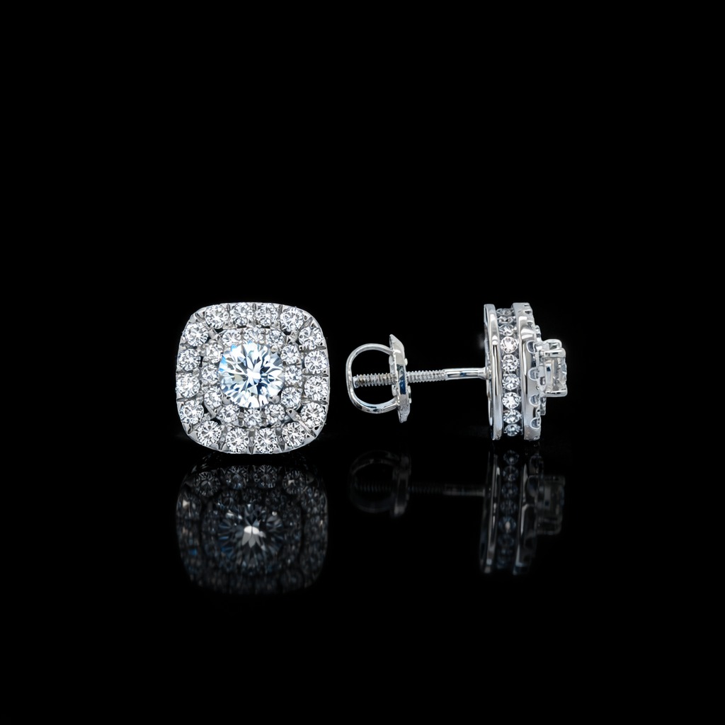 1.74ct Round Diamond Earrings in 10k White Gold