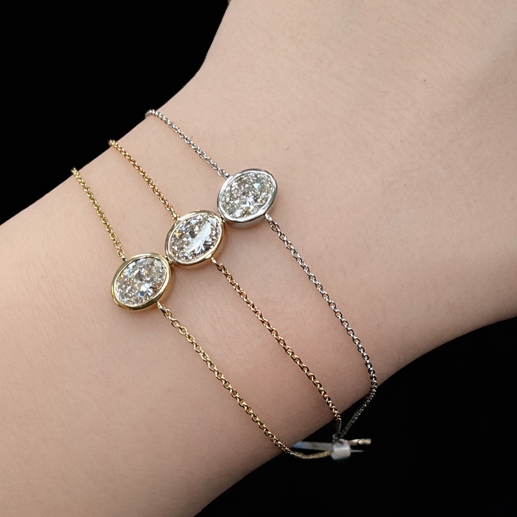 2.20ct Oval Diamond Bracelet in 14k Two-Tone Gold