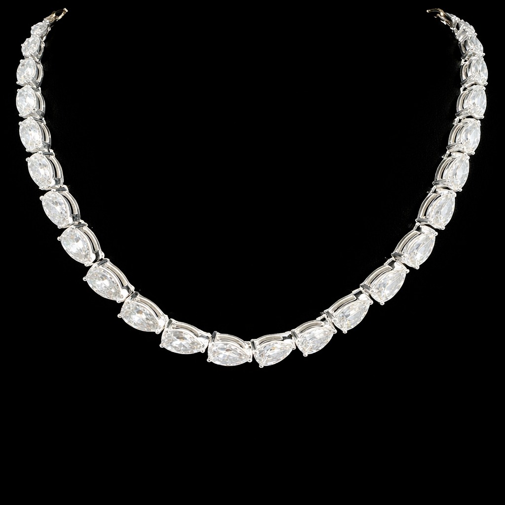 Pear Paper Clip Necklace 8.9 carat Pear lab-grown diamond HI color VS1 clarity stock LGD3477NHY