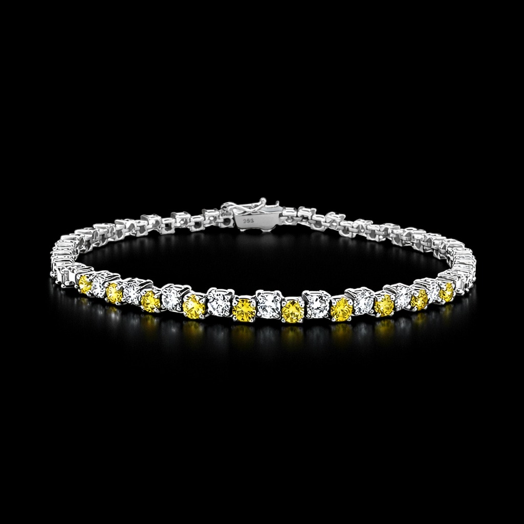 1.27ct Vivid Yellow Round Diamond Bracelet in 14k White Gold