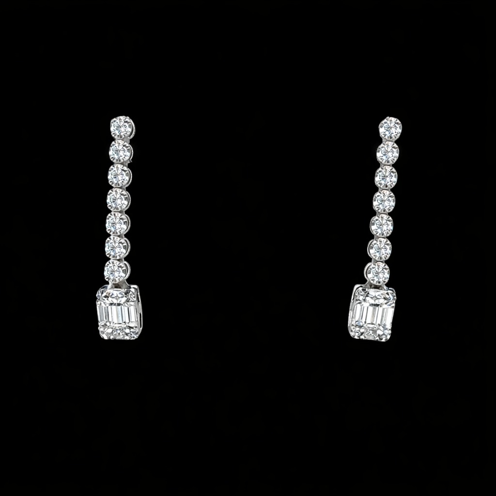 0.91ct Diamond Drop Earrings in 14k White Gold