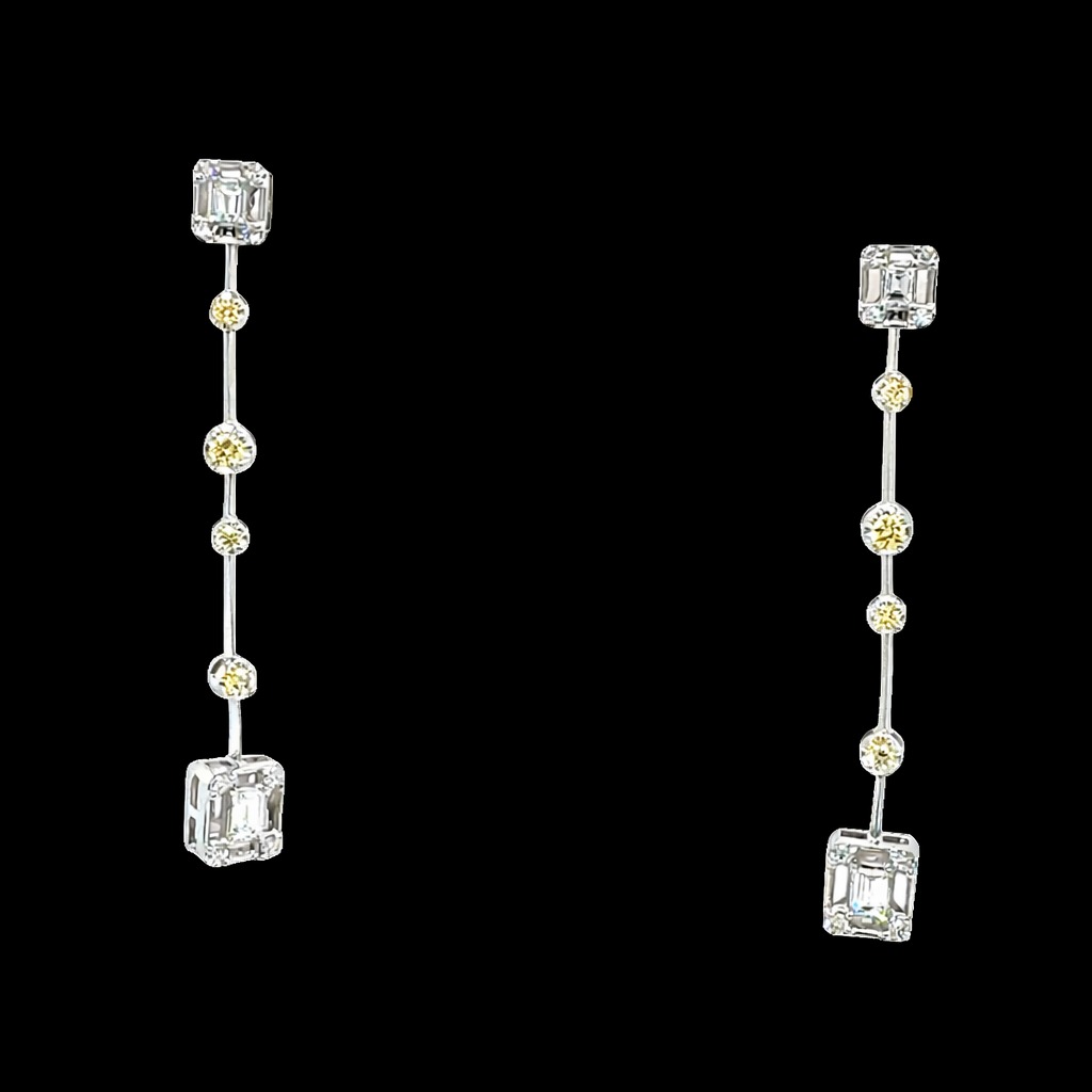 0.63ct Yellow Diamond Drop Earrings in 14k White Gold