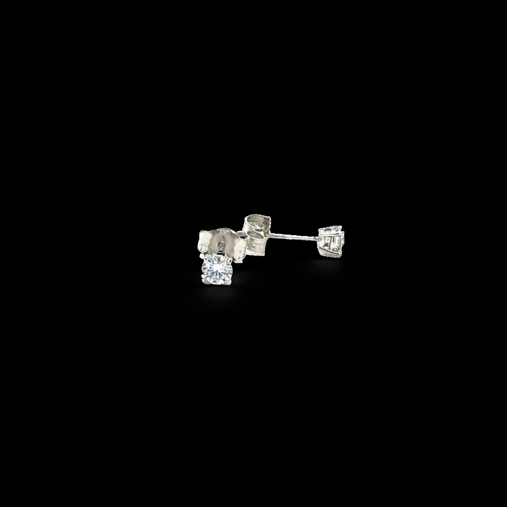 Round Diamond Basket Stud Earrings in 14k White Gold