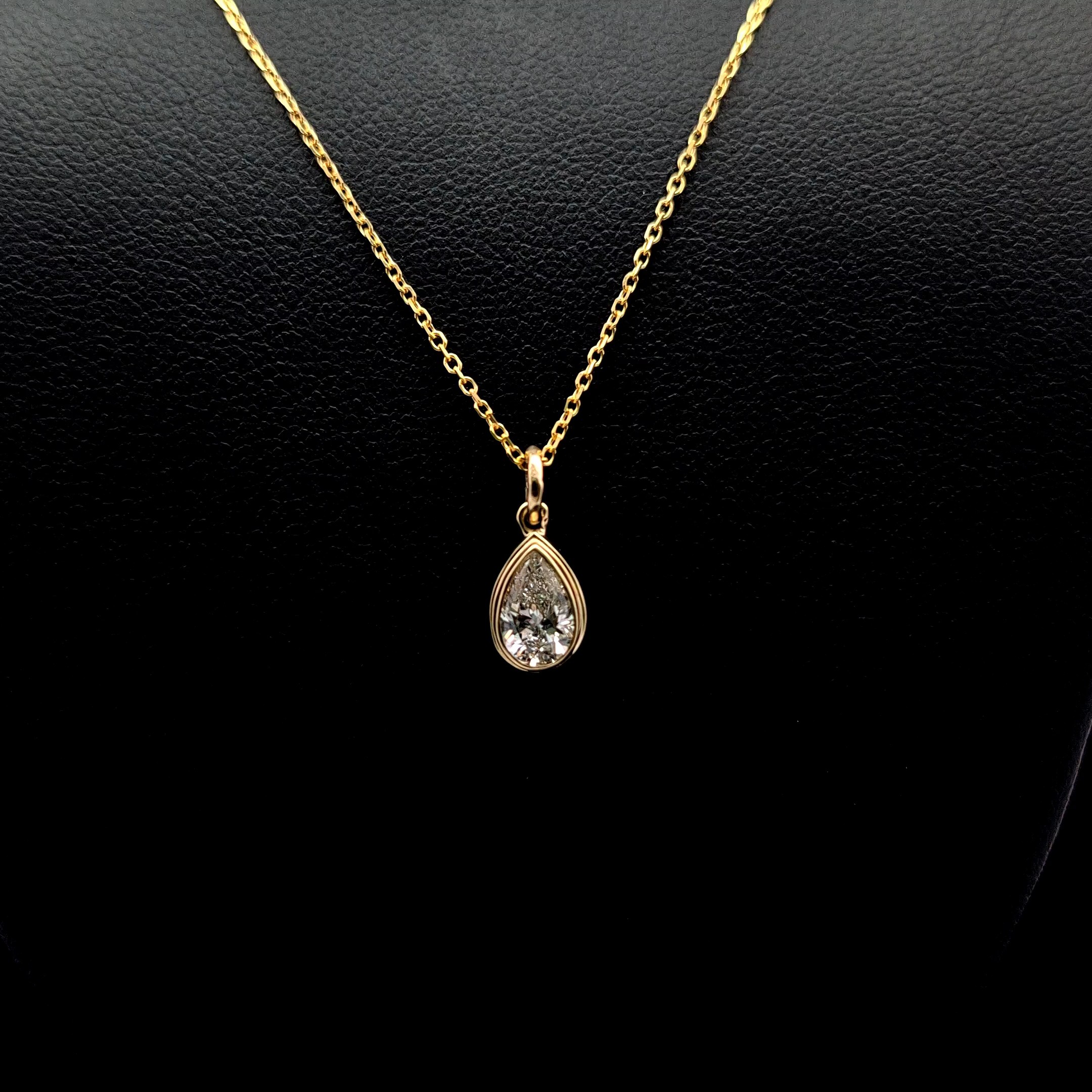 14k Yellow Gold 0.53ct pear Pear Diamond Solitaire Necklace in 14k Yellow Gold — Lab-grown diamond jewelry from RVR Collective