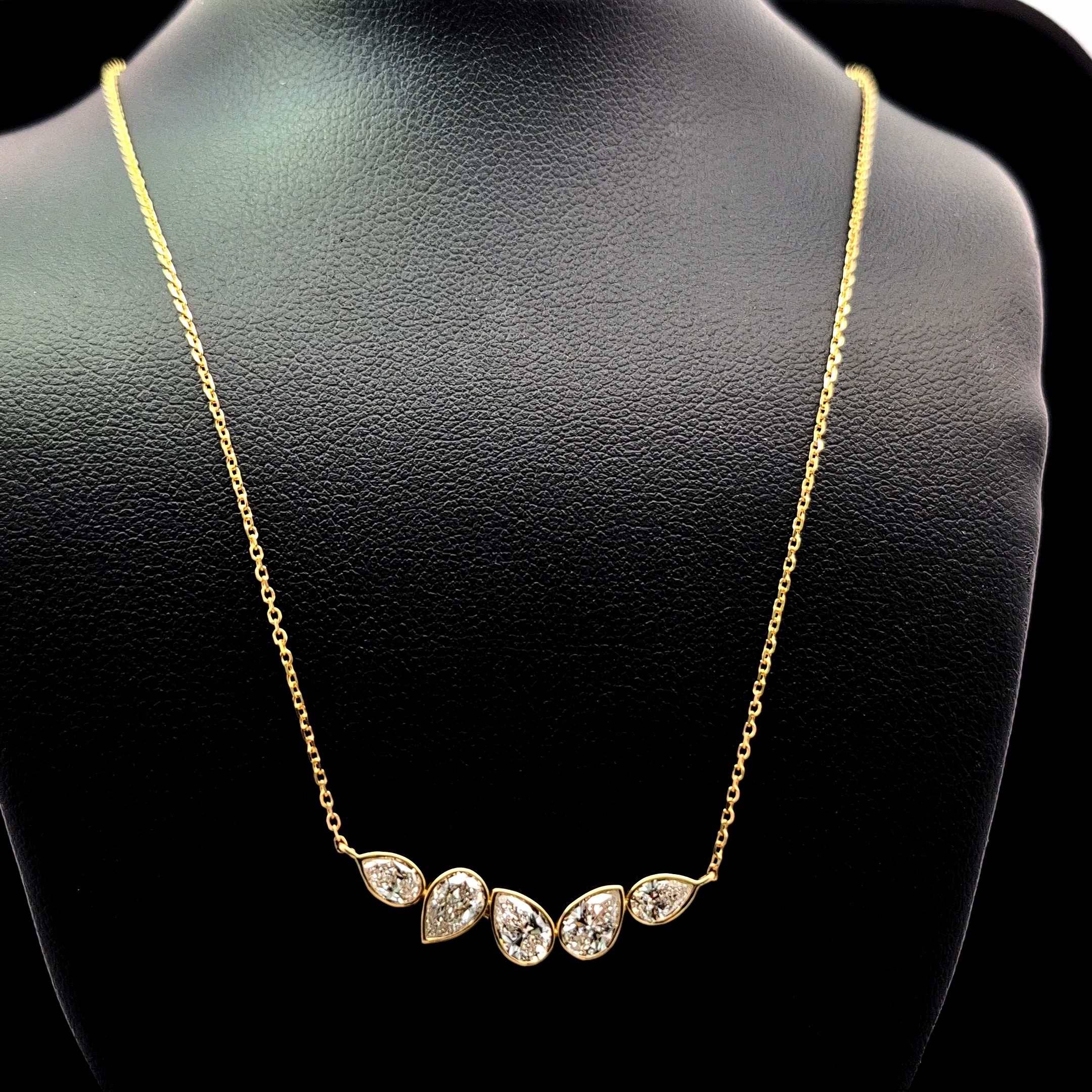 14k Yellow Gold 1.25ct pear 1.25ct Pear Diamond Necklace in 14k Yellow Gold — Lab-grown diamond jewelry from RVR Collective