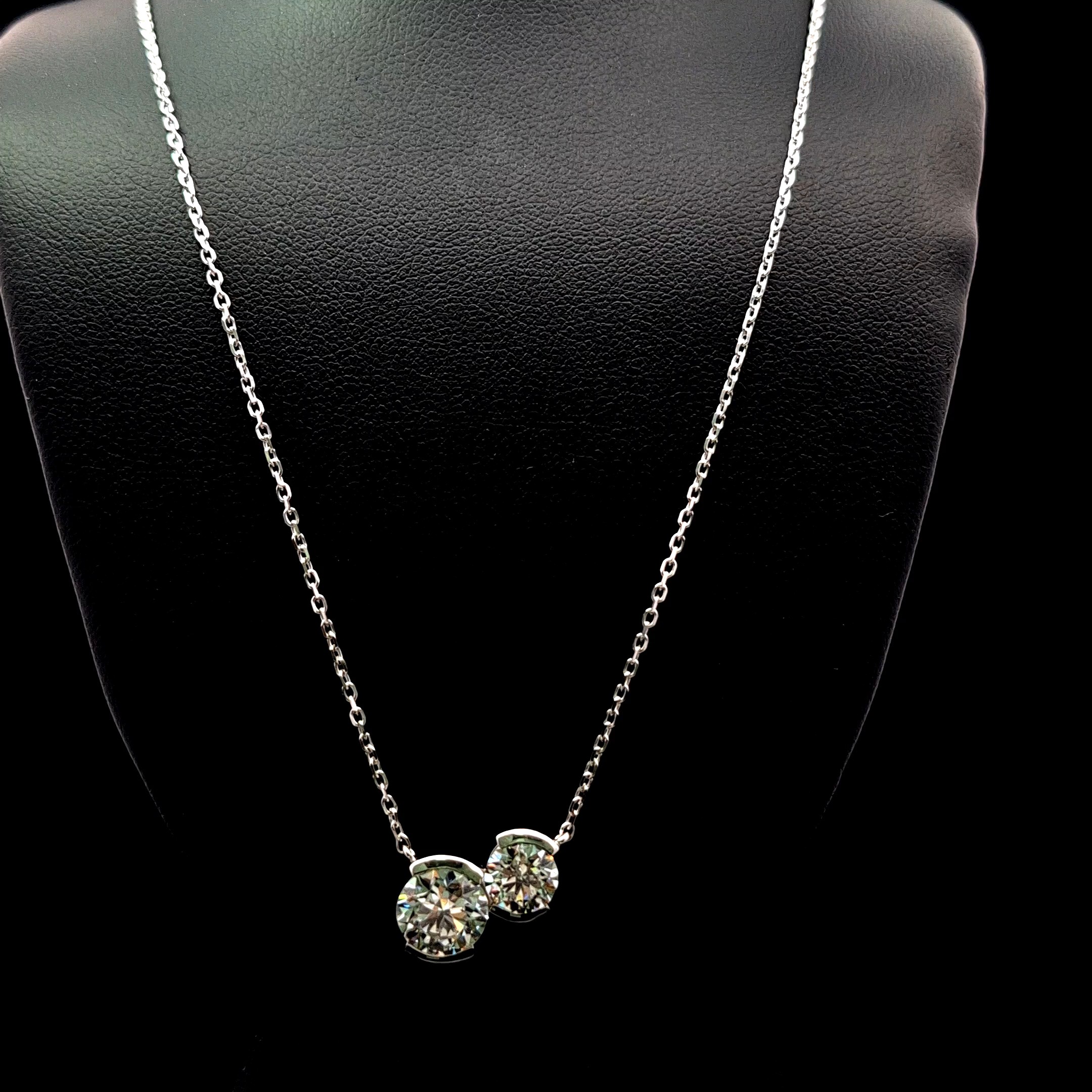 14k White Gold 3.09ct round 3.09ct Round Diamond Necklace in 14k White Gold — Lab-grown diamond jewelry from RVR Collective