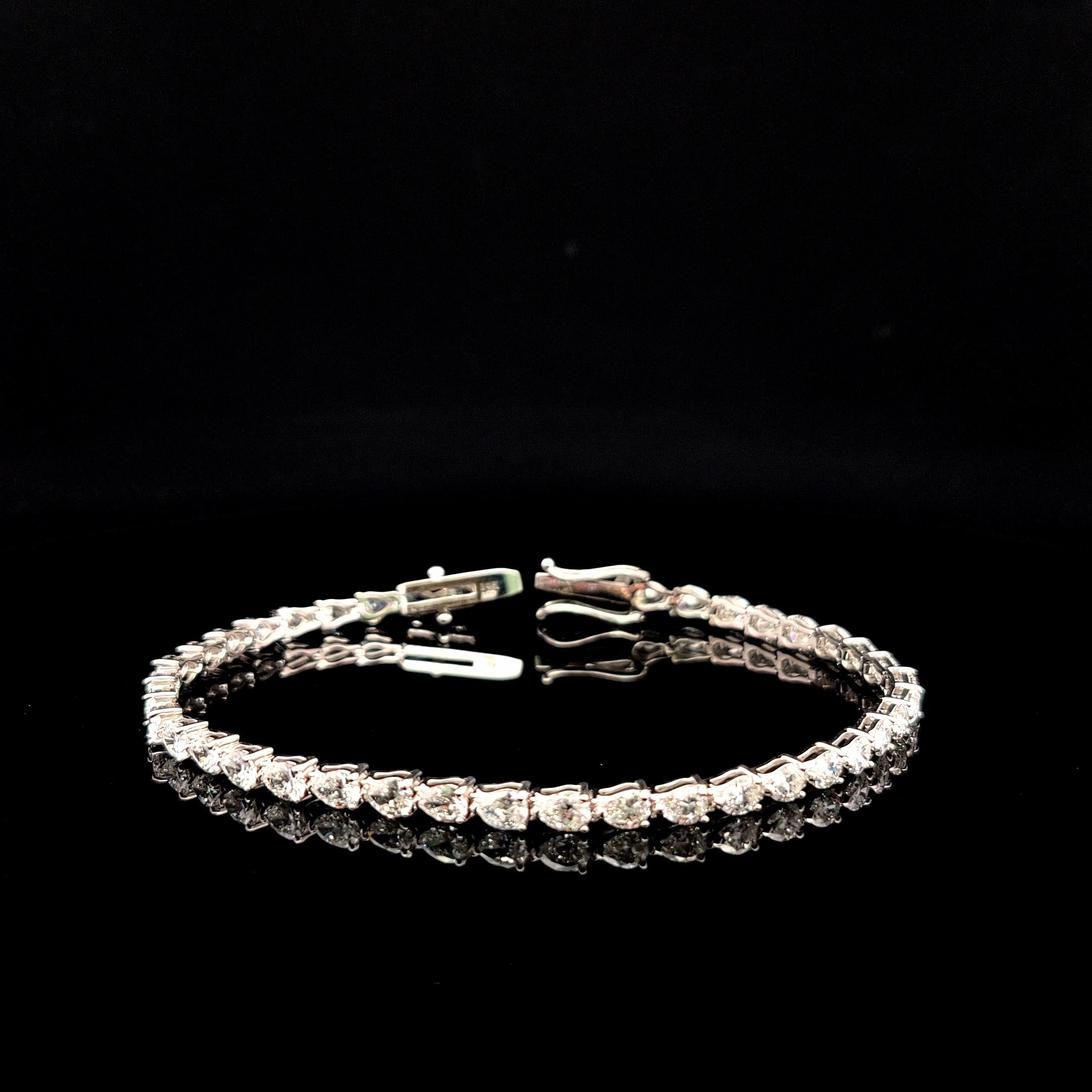 14k White Gold 5.51ct pear Pear Diamond Tennis Bracelet in 14k White Gold — Lab-grown diamond jewelry from RVR Collective