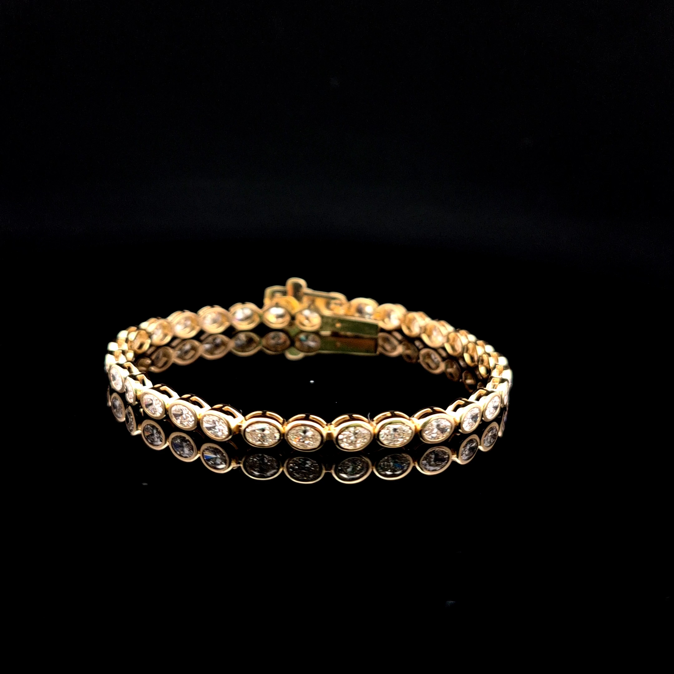14k Yellow Gold 5.14ct oval Oval Diamond Tennis Bracelet in 14k Yellow Gold — Lab-grown diamond jewelry from RVR Collective