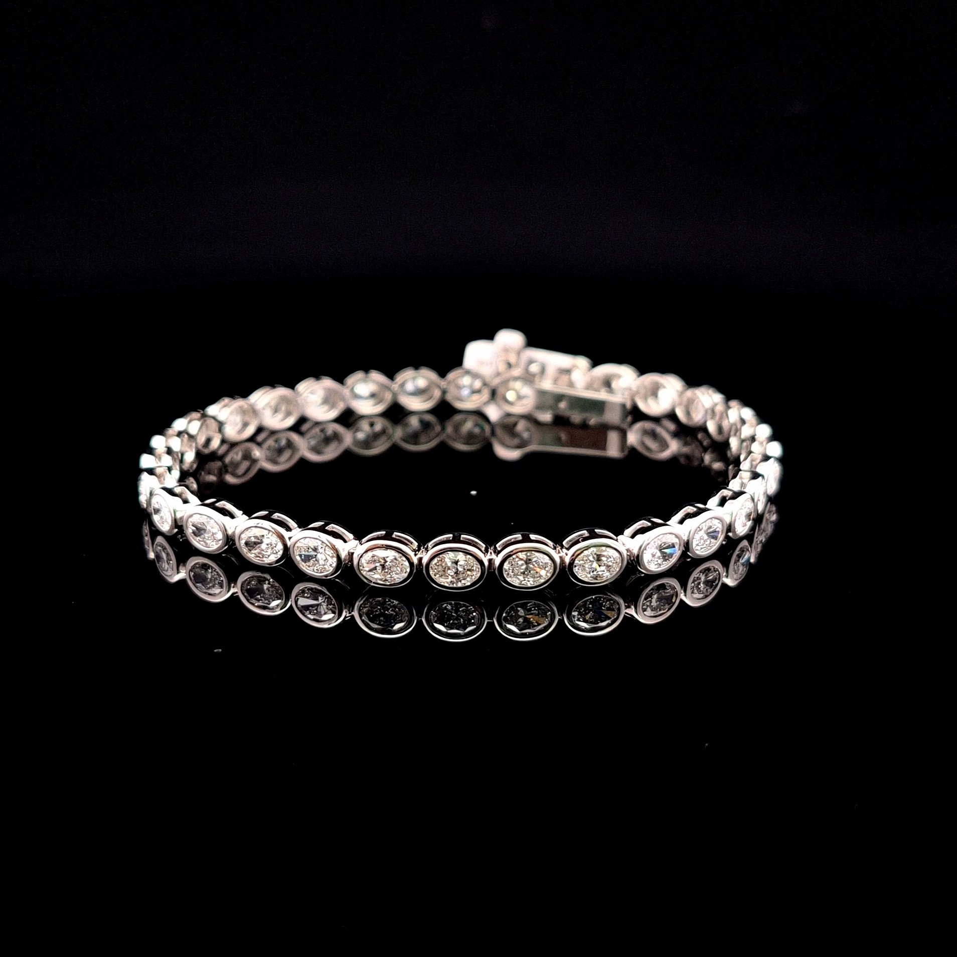 14k White Gold 5.21ct oval Oval Diamond Tennis Bracelet in 14k White Gold — Lab-grown diamond jewelry from RVR Collective