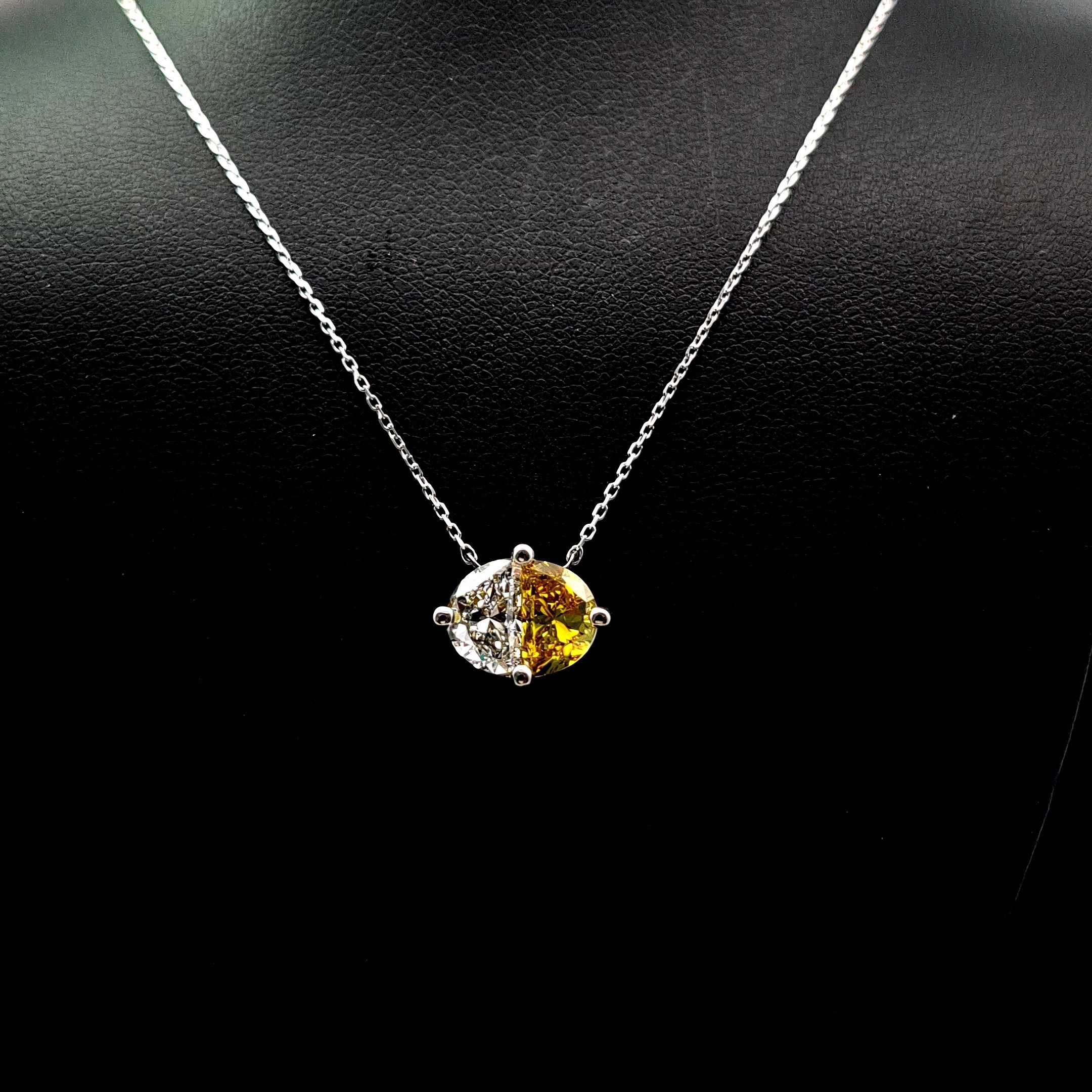 14k White Gold 2.16ct half moon Yellow Half moon Diamond Solitaire Necklace in 14k White Gold — Lab-grown diamond jewelry from RVR Collective