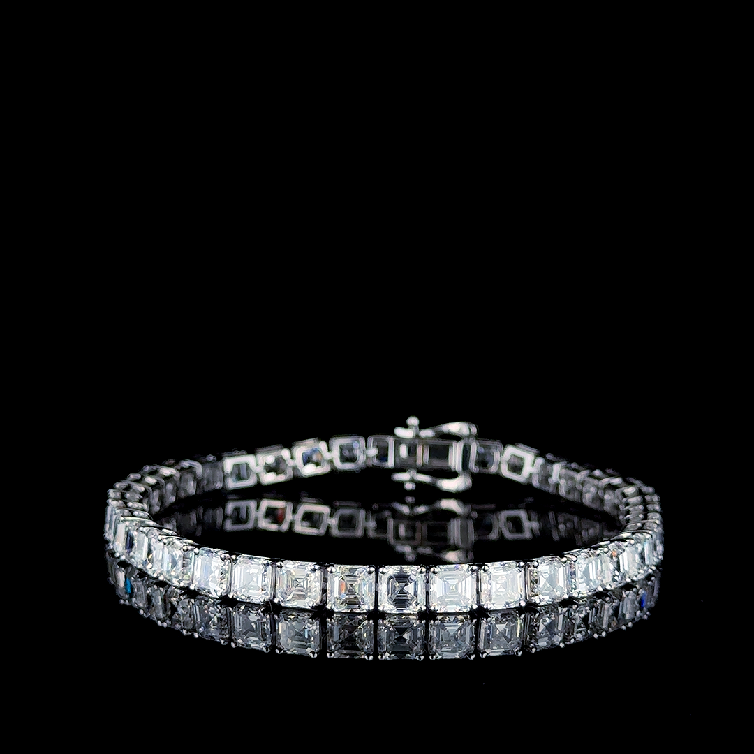 14k White Gold 15.67ct asscher Asscher Cut Diamond Tennis Bracelet in 14k White Gold — Lab-grown diamond jewelry from RVR Collective
