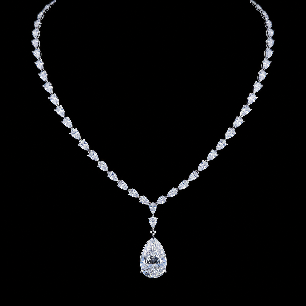 14k White Gold 42.09ct pear 42.09ct Pear Diamond Necklace in 14k White Gold — Lab-grown diamond jewelry from RVR Collective