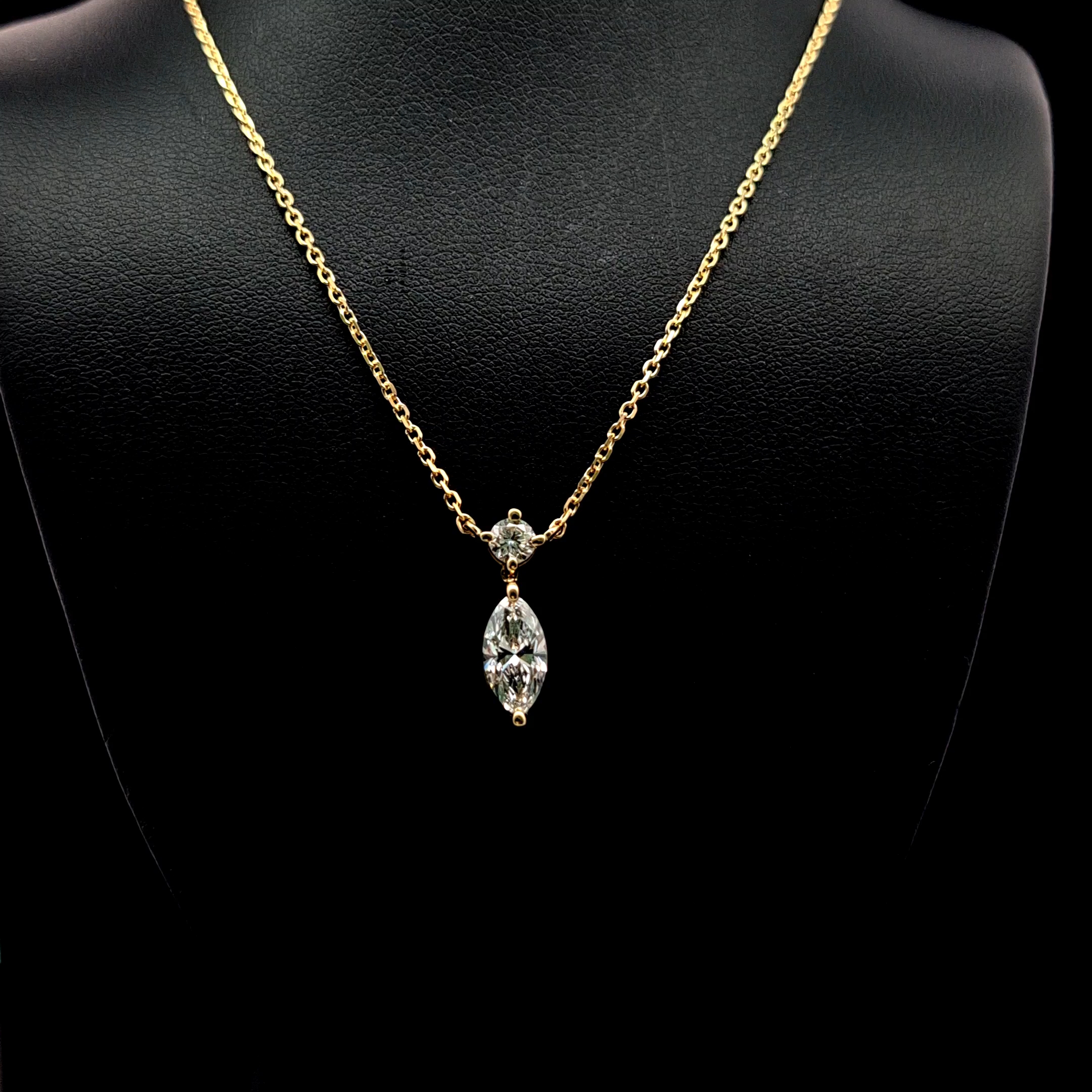 14k Yellow Gold 1.21ct marquise 1.21ct Marquise Diamond Necklace in 14k Yellow Gold — Lab-grown diamond jewelry from RVR Collective