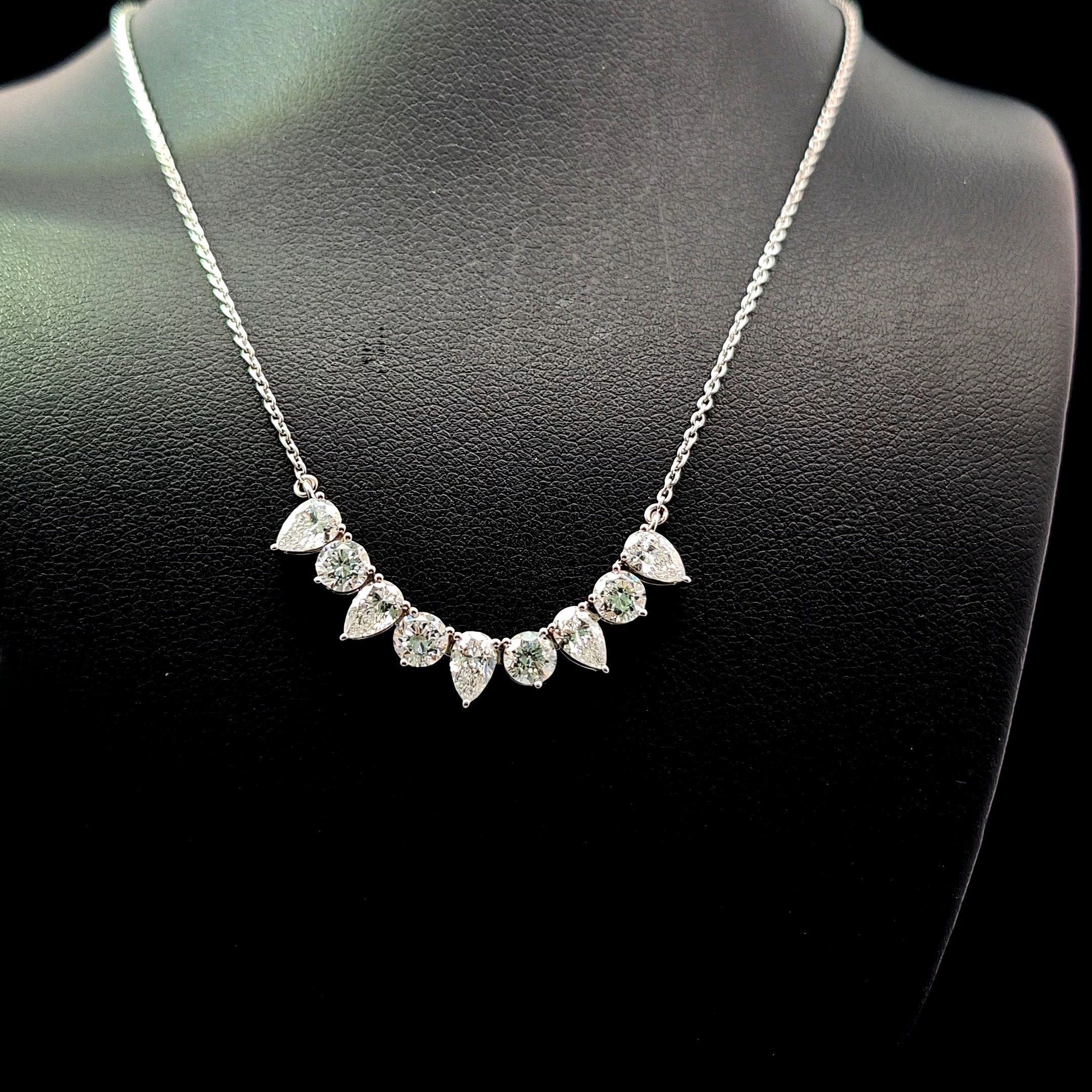14k White Gold 2.28ct round 2.28ct Round & Pear Diamond Necklace in 14k White Gold — Lab-grown diamond jewelry from RVR Collective