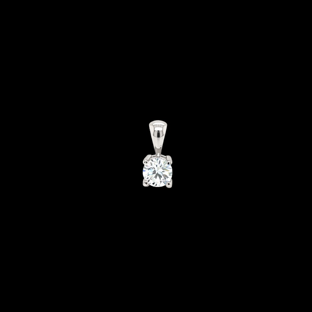 Round Diamond Solitaire Necklace in 14k White Gold