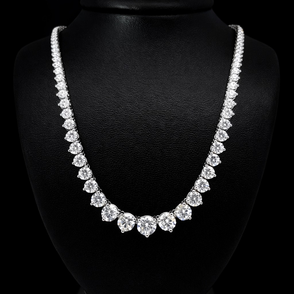Round Riviera Necklace 13.74 carat Round lab-grown diamond EFG color VS2 clarity stock TJ3351NCW