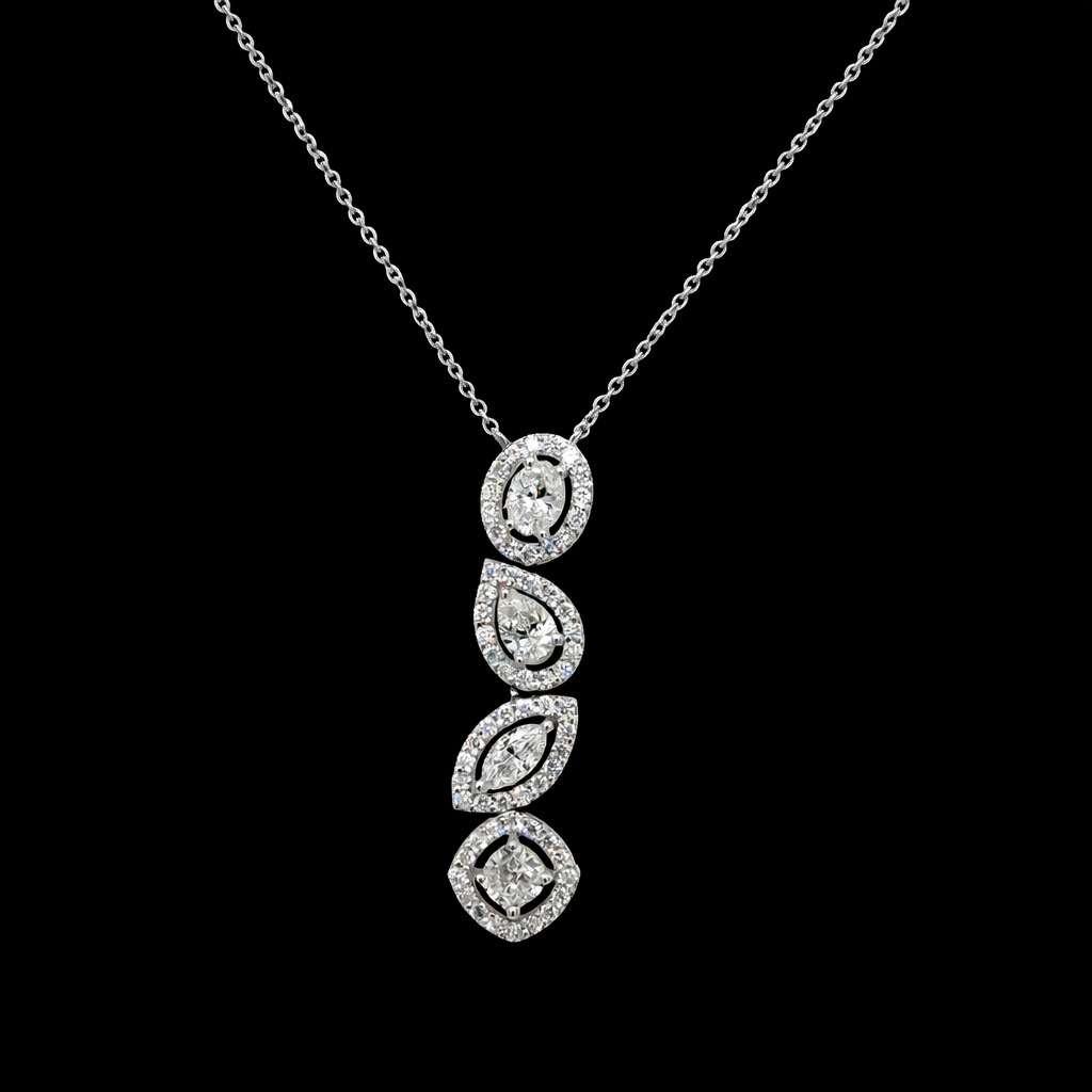 1.41ct Diamond Necklace in 14k White Gold