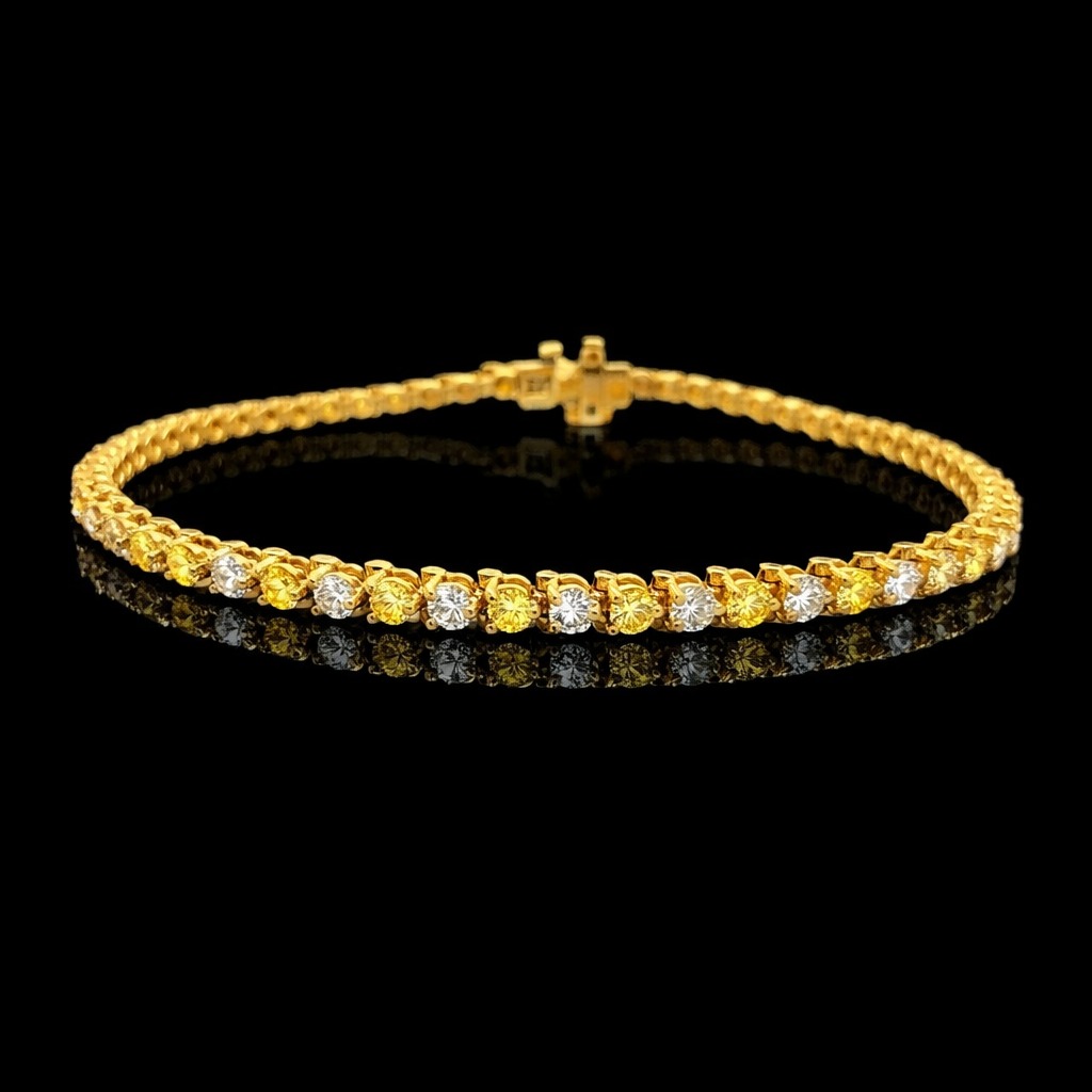 Yellow Round Diamond Tennis Bracelet in 14k Yellow Gold