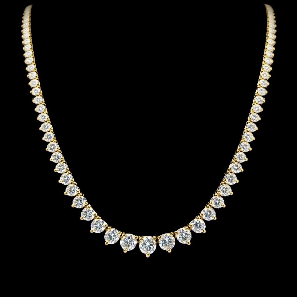 Round Riviera Necklace 9.55 carat Round lab-grown diamond EFG color VS2 clarity stock TJ4529NCY