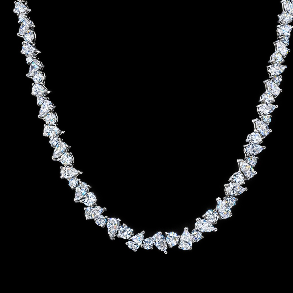 Pear/Round Tennis Necklace 17.87 carat Pear/Round lab-grown diamond EFG color VS2 clarity stock TJ4594NCW