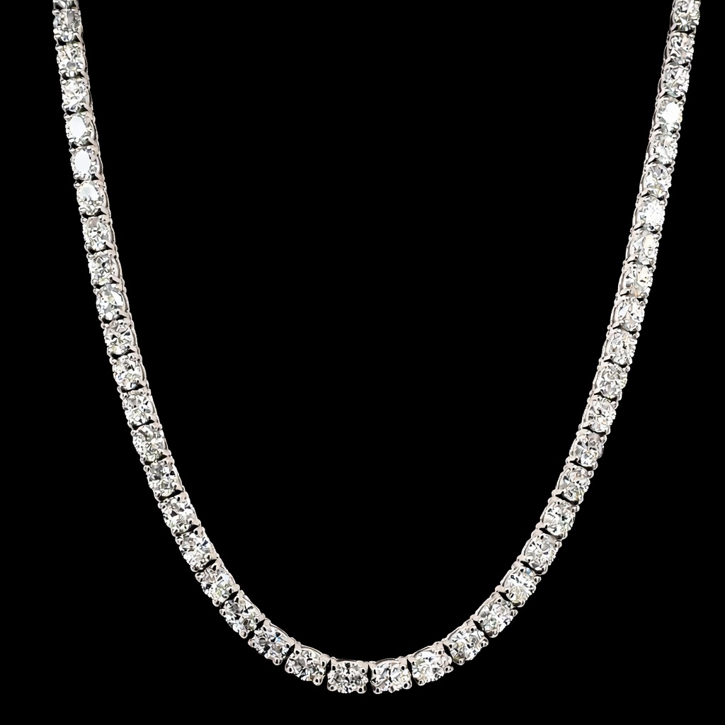 Oval Diamond Tennis Necklace in 14k White Gold